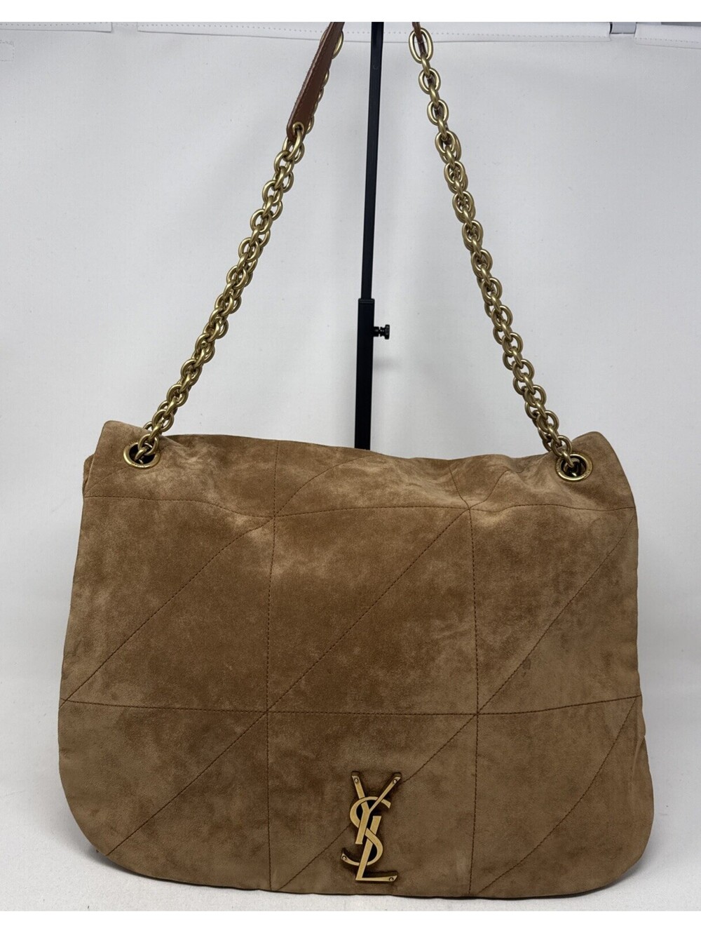 Saint Laurent YSL Maxi 4.3 JAMIE SUEDE GOLDEN LEAF COA - Picture 3 of 15